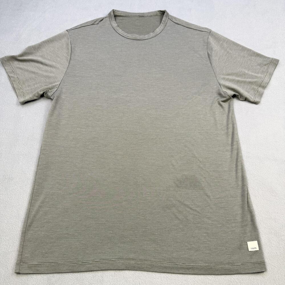 Vuori Shirt Mens Medium Olive Gray Stripe Performance Tee Top Athletic